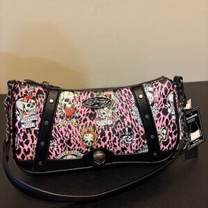 NWT Ed Hardy Pink Leopard Tattoo  Print Bag - Y2K Vintage Style Shoulder Bag